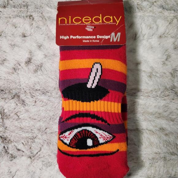 Niceday Red and Orange Stoner Winter Ski Socks Size M - Picture 1 of 2
